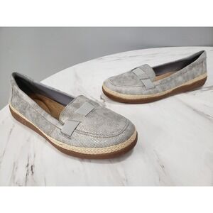 NEW NO BOX 12 WIDE Clarks Womens Elaina Rae Pewter Metallic 26177789 Flat Loafer